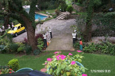 View from front porch with pool & parking